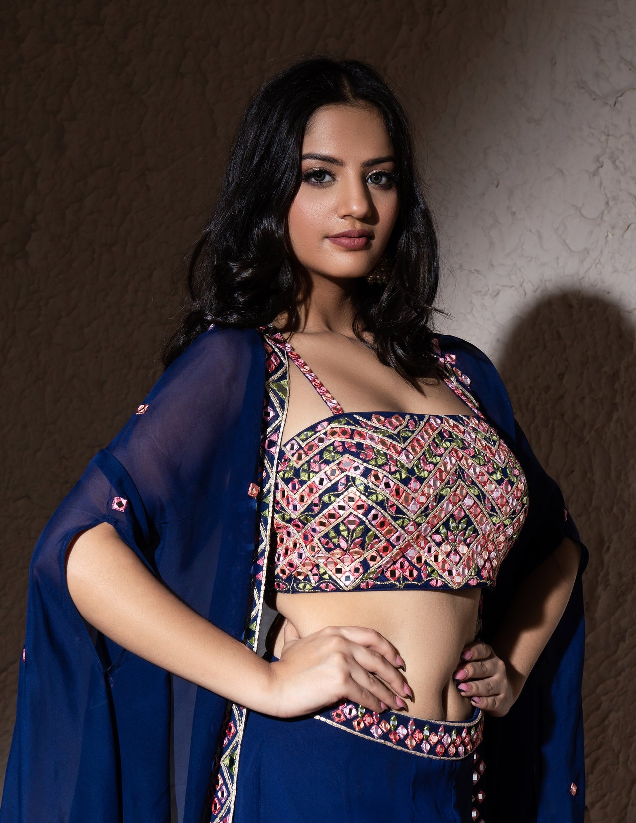 Electric Blue Georgette Sharara Set