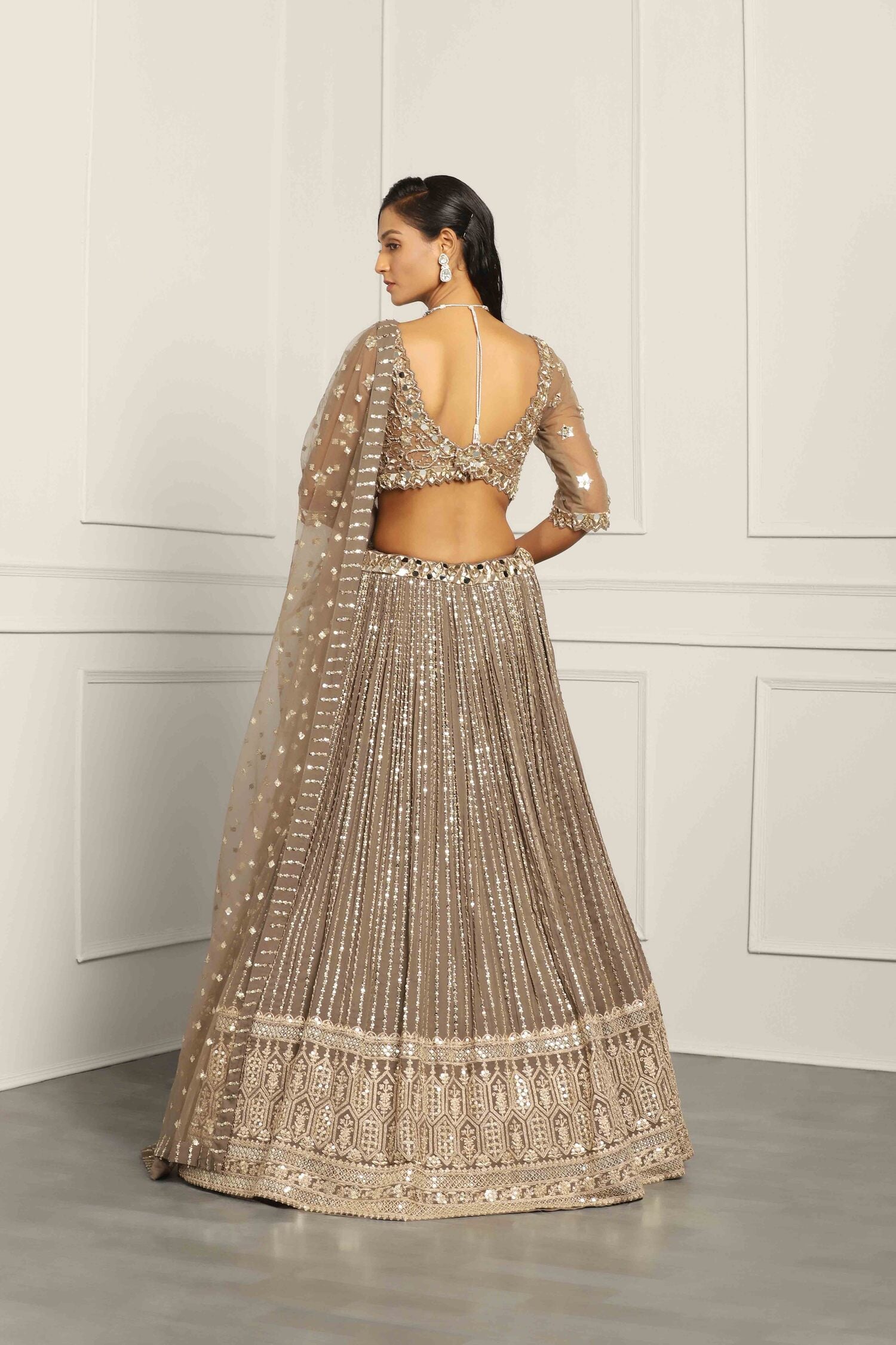 Mud Georgette Sequin Embroidered Lehenga Set