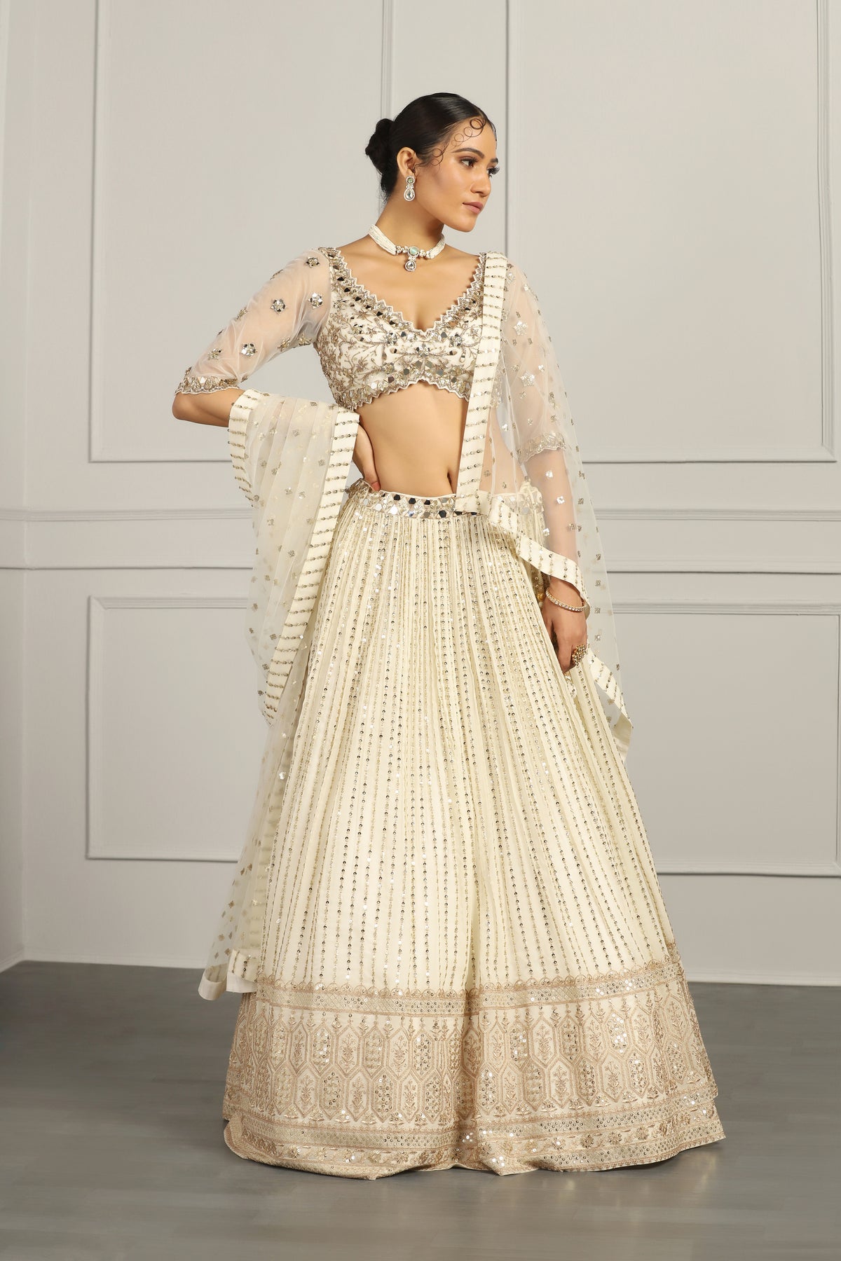 Sequin & Bead Embroidered Bridal Lehenga Set