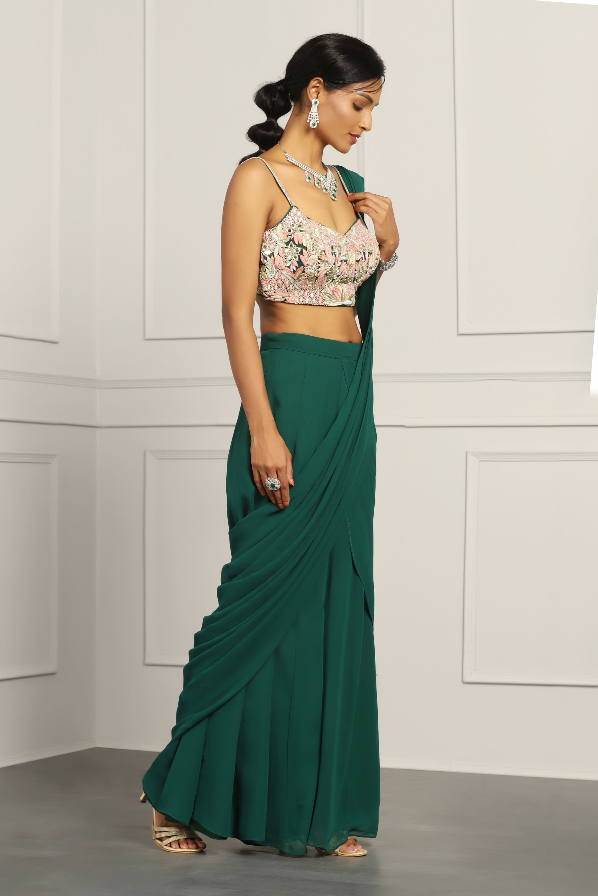 Sharara With Attached Dupatta and Embellished Blouse