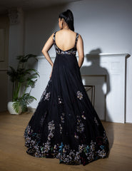 Black Net Sequins Embroidered Gown