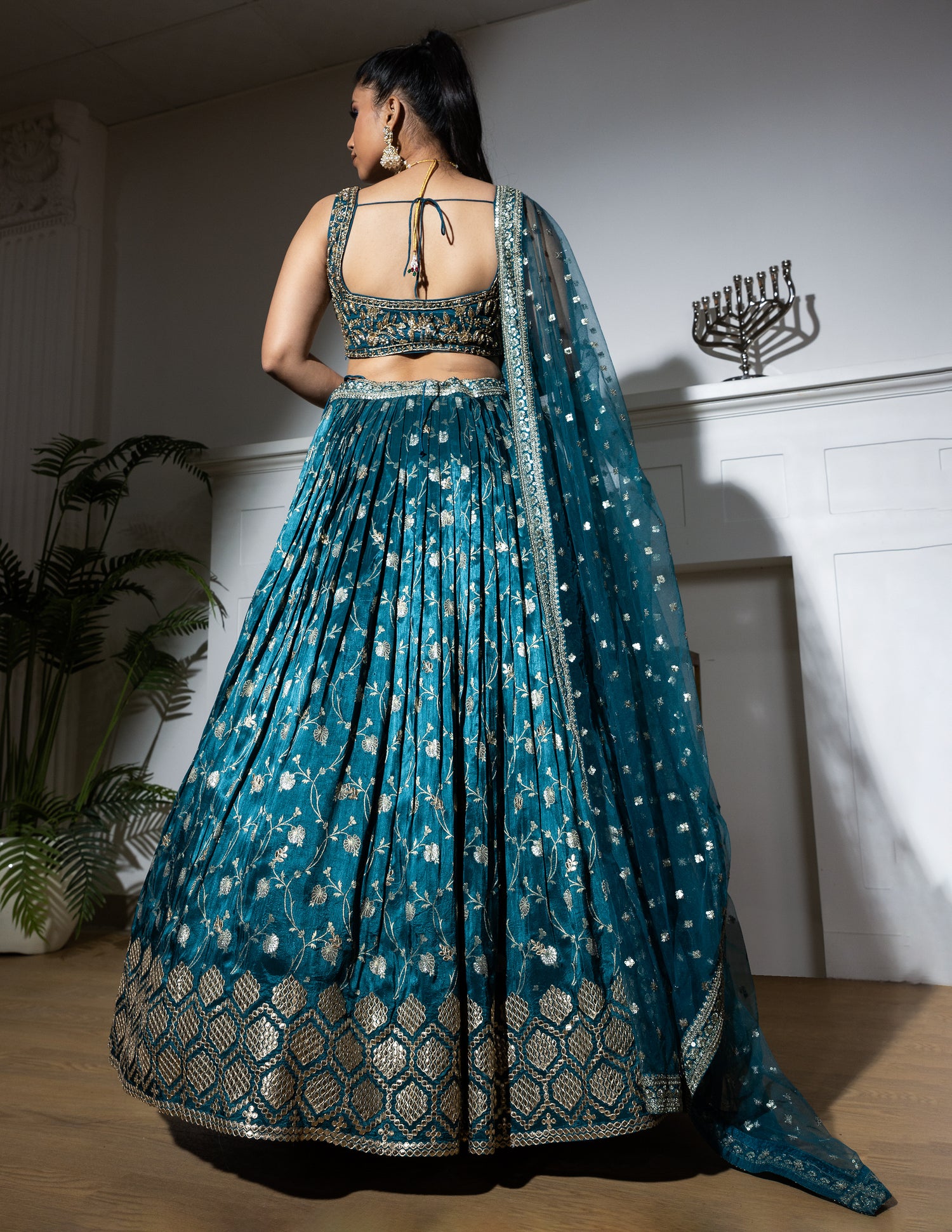 Floral Jaal Embroidered Bridal Lehenga Set