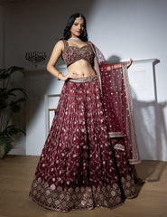 Floral Vine Embroidered Bridal Lehenga Set