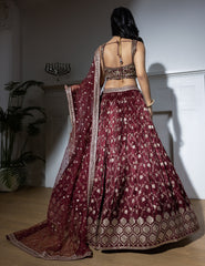 Floral Vine Embroidered Bridal Lehenga Set