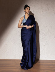 Saree With Mirror Embroidered Blouse