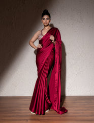 Saree With Mirror Embroidered Blouse