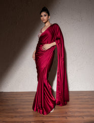 Saree With Mirror Embroidered Blouse