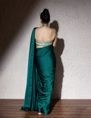 Saree With Pearl Embroidered Blouse