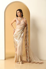 Sequin embroidery big border saree