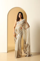 Sequin embroidery big border saree