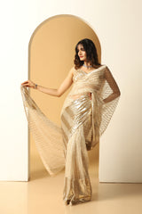 Sequin embroidery big border saree