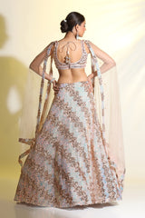 Light peach glossy lehenga