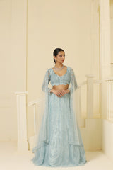 Net Kalidar cutdana and beads work Lehenga set,