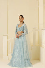 Net Kalidar cutdana and beads work Lehenga set,