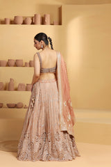 Nakshi and sequin work choli with a cutwork Tissue Lehenga