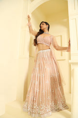 Multicolor Sequin and cutdana beads with hand embellishment Lehenga