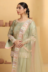 Combination of color patch and dori sequin crafted Suit set with net border Dupatta