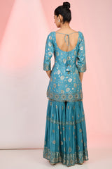 Flower Jaal embroidery Kurta Sharara