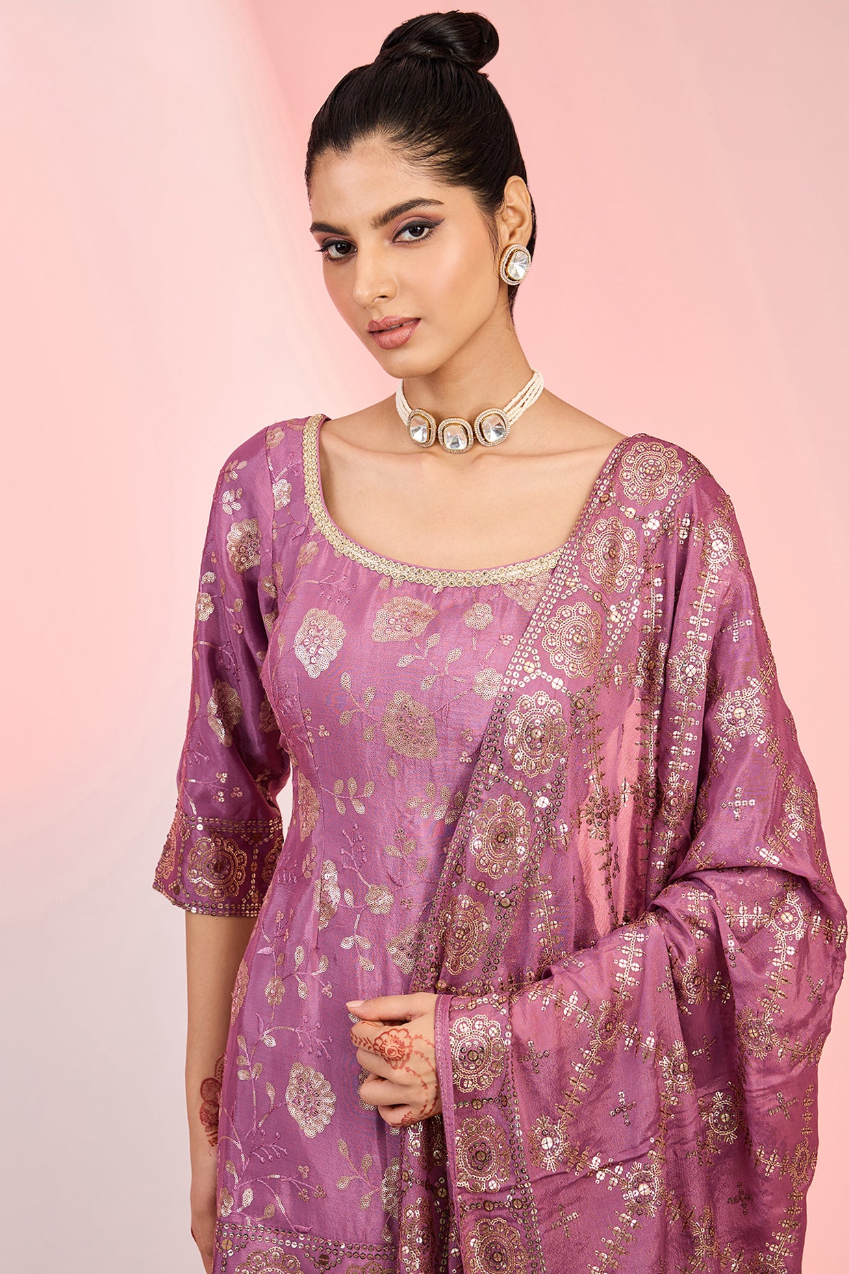 Flower Jaal embroidery Kurti Sharara