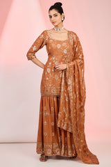 Flower Jaal embroidery Kurti Sharara