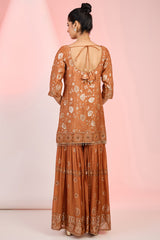 Flower Jaal embroidery Kurti Sharara