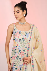 Multicolour flower jaal embroidery