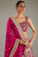 Magenta Sequins Embroidered Lehenga Set